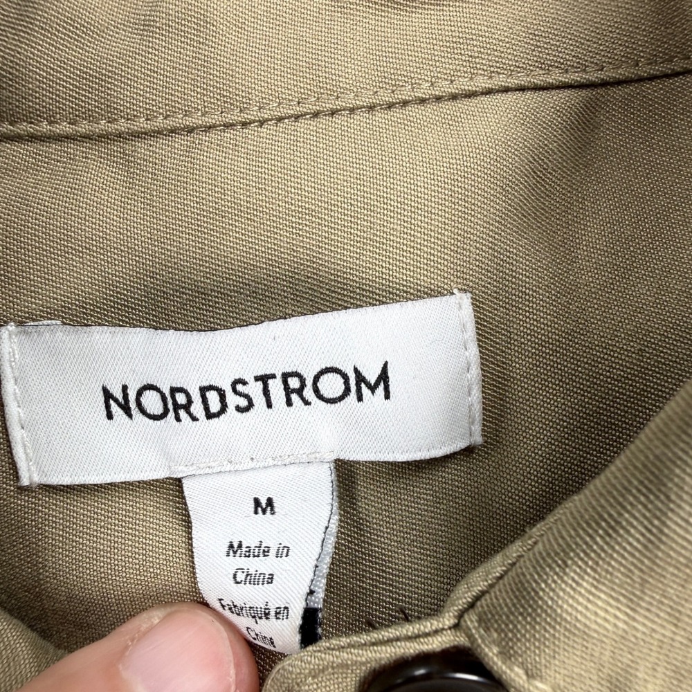 Nordstrom Shirt Dress Womens Medium Olive Khaki Utility Safari Earthy Gorpcore - Picture 3 of 11